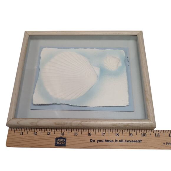 VTG Set of 2 Signed Wess Figi Graphics Pressed Paper Wall Art Shells Framed - Picture 11 of 12